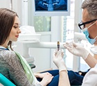 A consultation over how dental implants work in Evanston