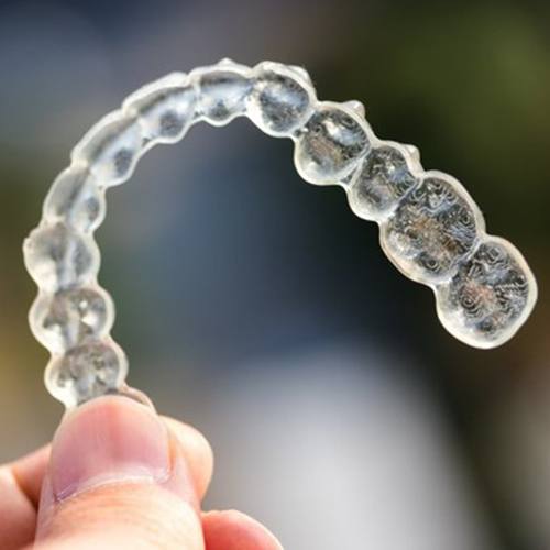 Closeup of Invisalign in Midlothian aligners