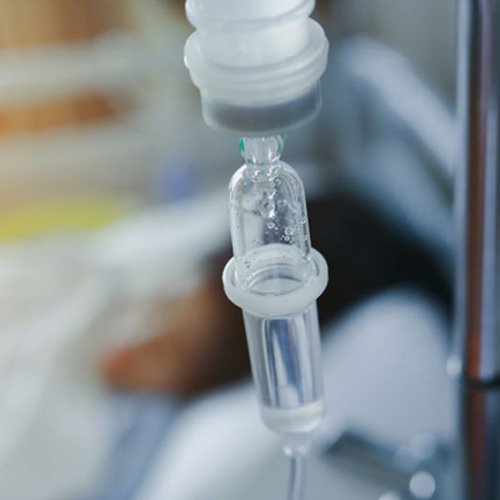 Close-up view of IV drip