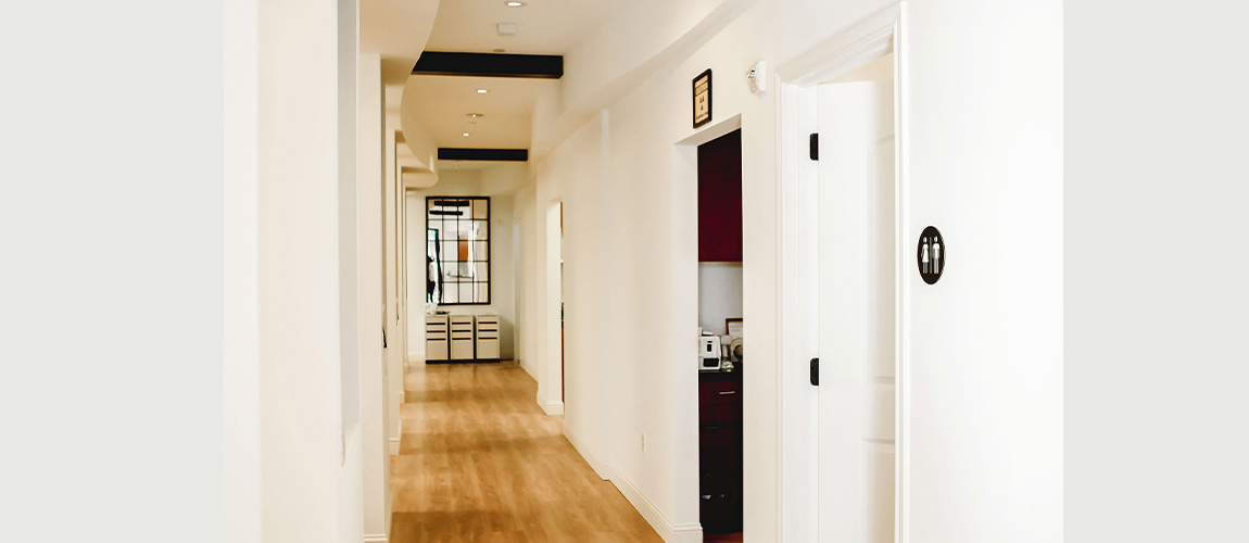 Hallway to dental treatment areas