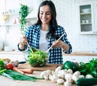 Woman making a salad