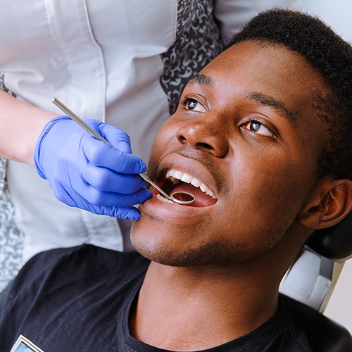 Man receiving dental checkup