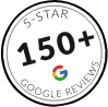 150 plus 5 star Google reviews badge