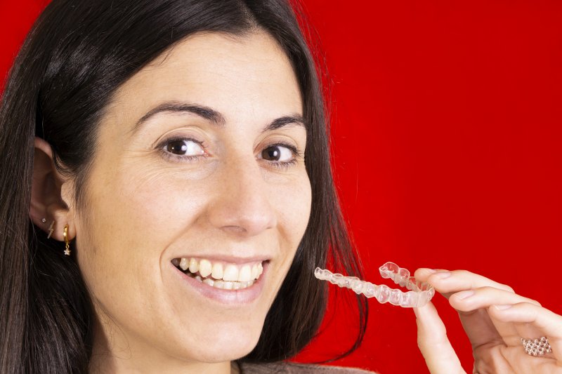 Woman with adult braces